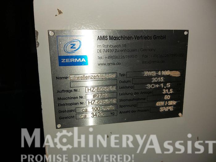 Used 2015 AMIS ZERMA ZWS 1100 shredder and granulator