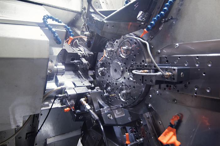 Used 2016 TORNOS MULTISWISS 6X14 MULTISPINDLE AUTOMATIC LATHE WITH PARALLEL NUMERICAL CONTROL