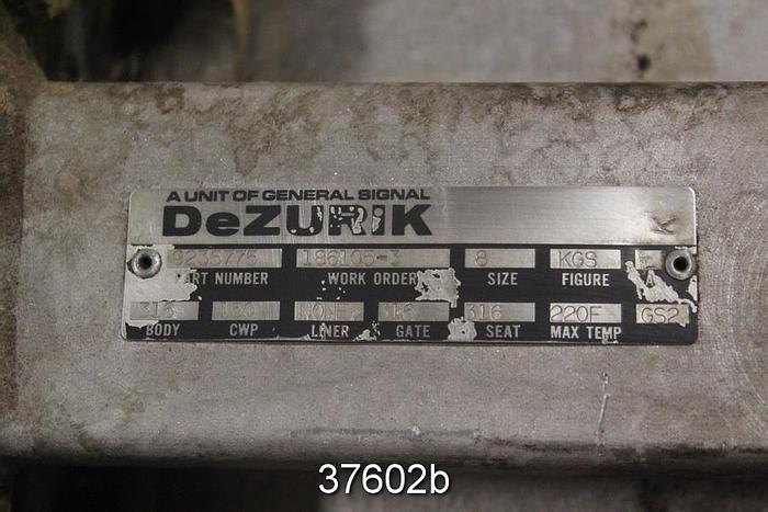 Used Dezurik 8" Hand Operated Knife Gate Valve, 9235775 #37602