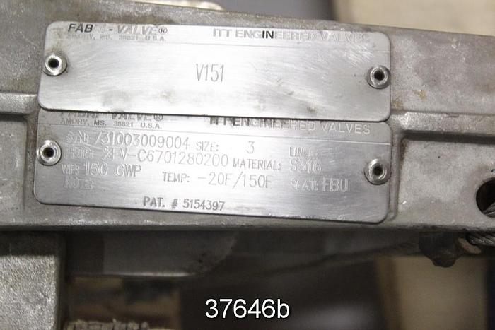 Used Fabri 3" Hand Operated Knife Gate Valve, C6701280200 #37646