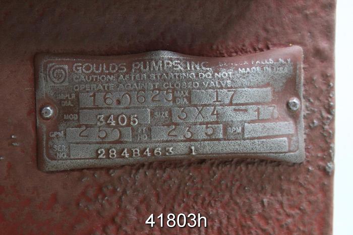 Used Goulds 3405 3x4x17 Split Case Pump, 4-Vane 15.9375" Diameter Brass Impeller #41803