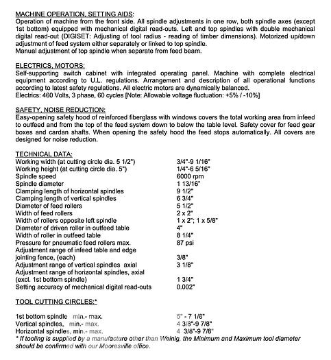 Used 2007 Weinig Hydromat 1000 Moulder