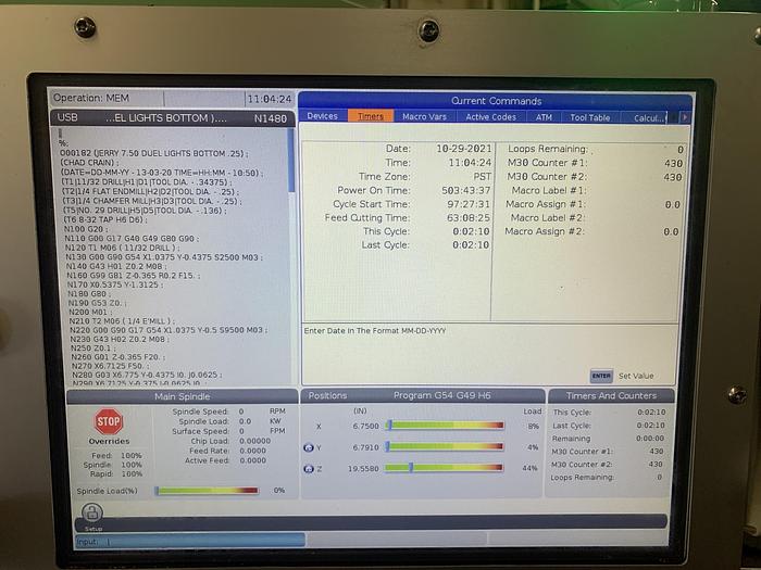 Used 2018 HAAS VF-4 5-Axis CNC Vertical Machining Center ***Only 63 Cutting Hours***