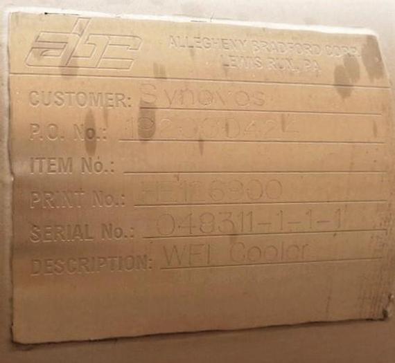 Used Heat Exchanger, Shell & Tube, 25 SF, 316 S/St, 150 PSI, FV #S742989