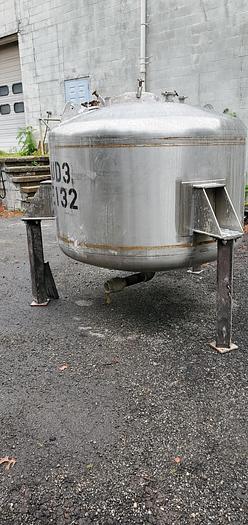Used 500 GALLON VERTICAL PRESSURE VESSEL - T-316L S/S - 35 PSI/FV INTERNAL