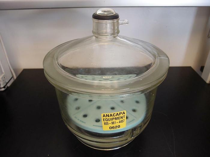 Used Pyrex Desiccator 12" Diameter with Nucerite Nalge/Sybron Cat. 5312 24 slot (620