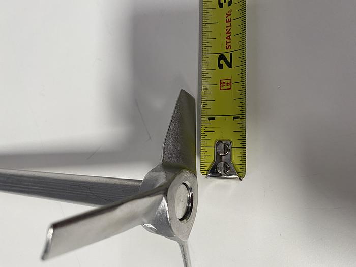 Used 8" L Stainless Steel Impeller Rod w/ 1/2" Diameter Shaft & 3 1/4" Impeller