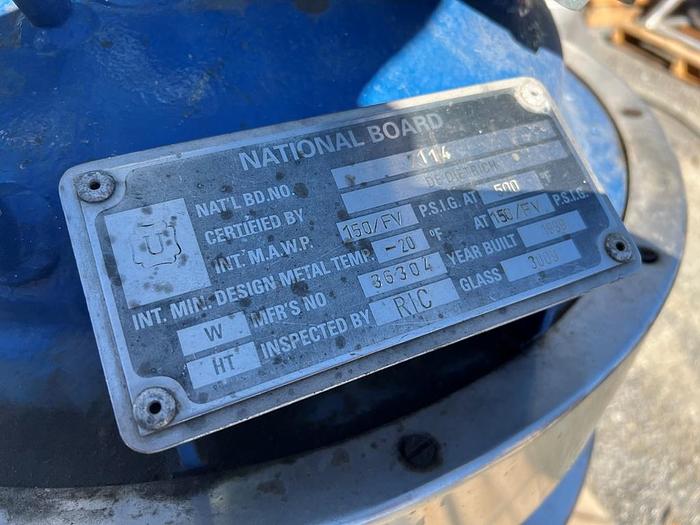 Used Reactor, 20 Gallon, Glass Lined, De Dietrich, 150 PSI, Jacketed, Agitated #S744733