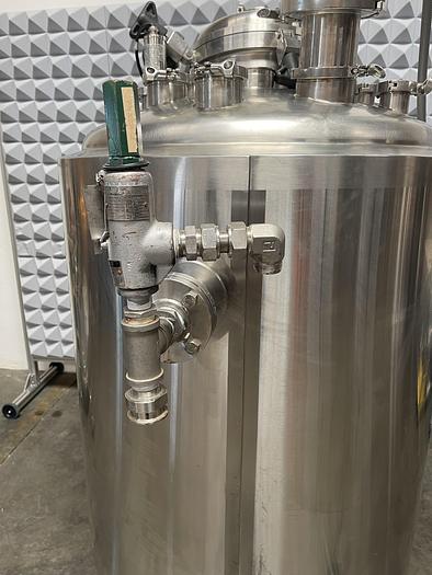 Used 500L Stainless Steel Jacketed Reactor w/Agitator 45 PSI Internal 154 PSI Jacket