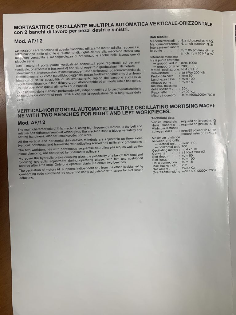 Usato Foratrice oscillante orizzontale e verticale, doppia, per elementi di sedia