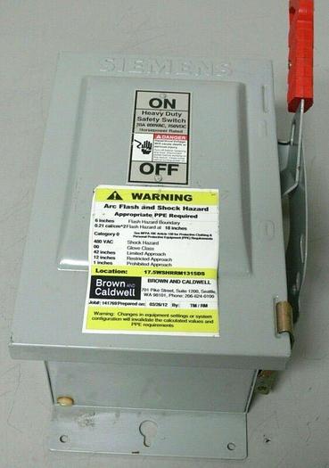 Used Siemens HNF361J 600V Non-Fusible Heavy Duty Safety Switch