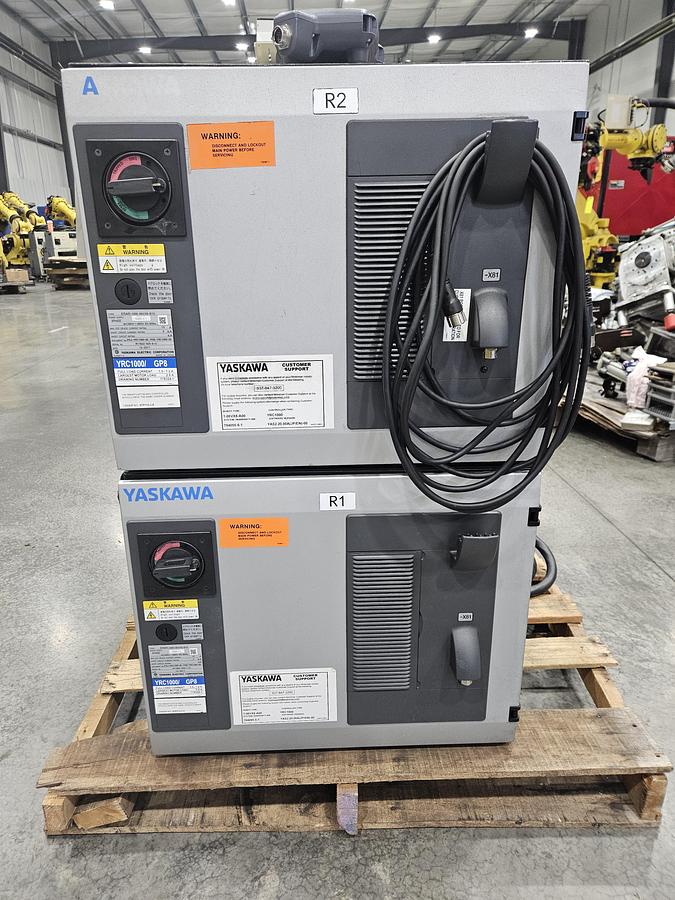 Used Dual Arm Yaskawa GP8 Industrial Robots W/ YRC1000 Controller