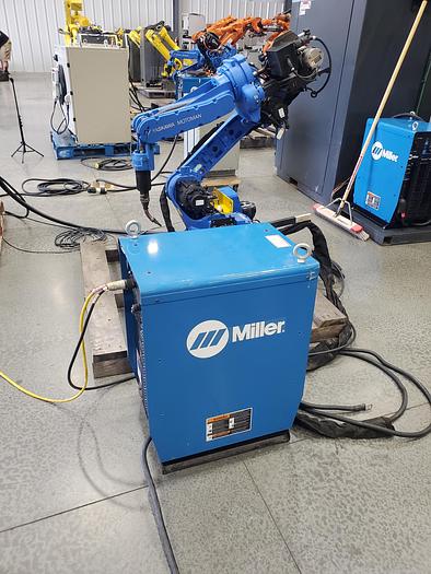 Used Yaskawa MA1400 Industrial Welding Robot with DX100 Controller, Miller Auto Axcess 450, and Tailstock
