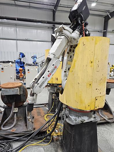 Used Dual Yaskawa Motoman EA1900N Industrial Welding Robots With NX100 Controller, Dual Tilt Rotate Positioner, and Fronius Welders