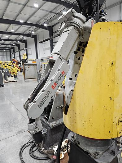 Used Dual Yaskawa Motoman EA1900N Industrial Welding Robots With NX100 Controller, Dual Tilt Rotate Positioner, and Fronius Welders