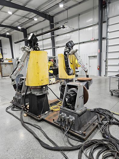 Used Dual Yaskawa Motoman EA1900N Industrial Welding Robots With NX100 Controller, Dual Tilt Rotate Positioner, and Fronius Welders