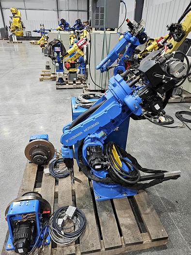Used Yaskawa MA1400 Industrial Welding Robot with DX100 Controller, Miller Auto Axcess 450, and Dual Headstock
