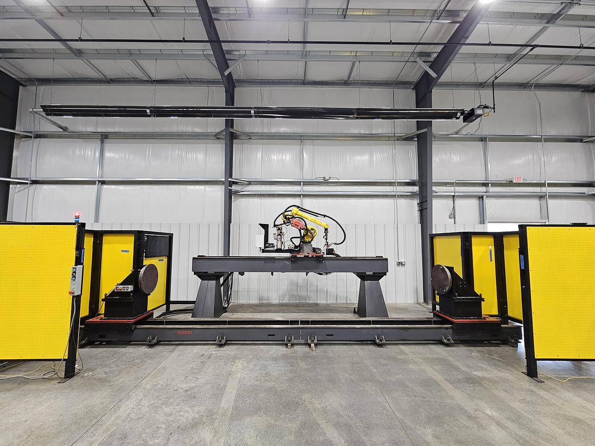 Used FANUC Robotic Welding Cell W/ FANUC 120ic/R-30ib Tracks and Safety