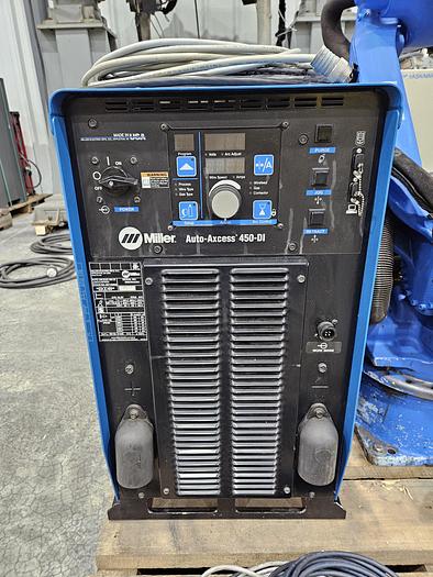 Used Yaskawa MA1400 Industrial Welding Robot with DX100 Controller, Miller Auto Axcess 450, and Dual Headstock
