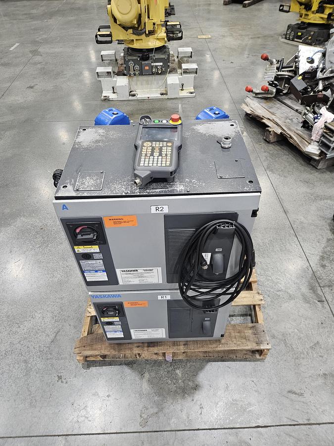 Used Dual Arm Yaskawa GP8 Industrial Robots W/ YRC1000 Controller