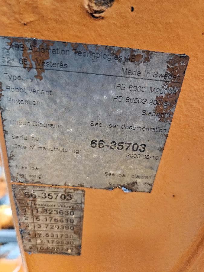 Used ABB IRB 6650S-200/3.0 Industrial Robot With S4C Plus Controller