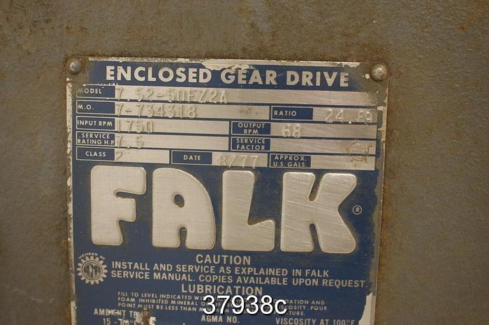 Used Falk 7.52-50FZ2A Enclosed Gear Drive, 24.89 Ratio, 7.5 Hp #37938