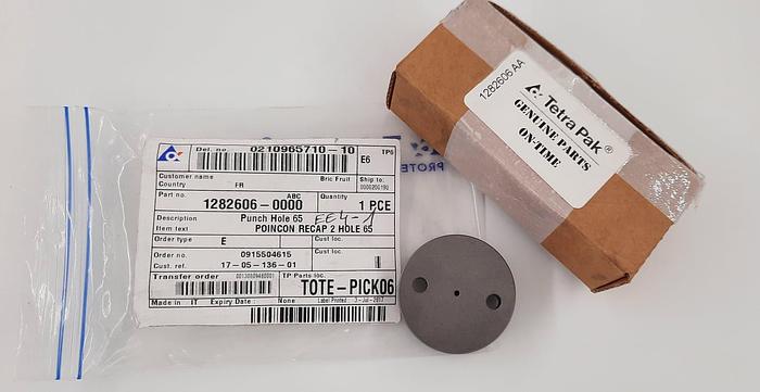 Tetra Pak Spare Parts  Punch Hole 65 Poincon Recap 2 Hole 65 Part No. 1282606-0000, 2 pcs.