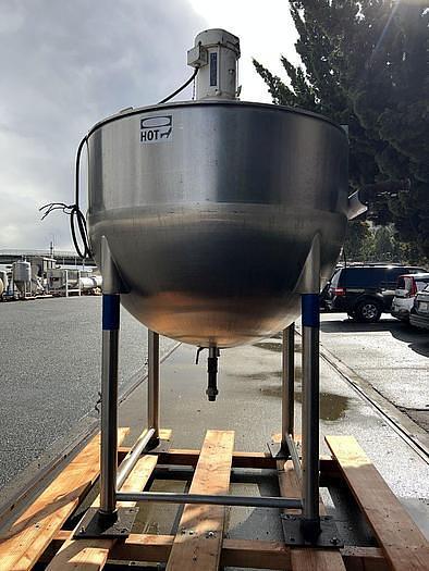 Used 400 GALLON LEE AGITATED KETTLE - S/S - 90 PSI JACKET