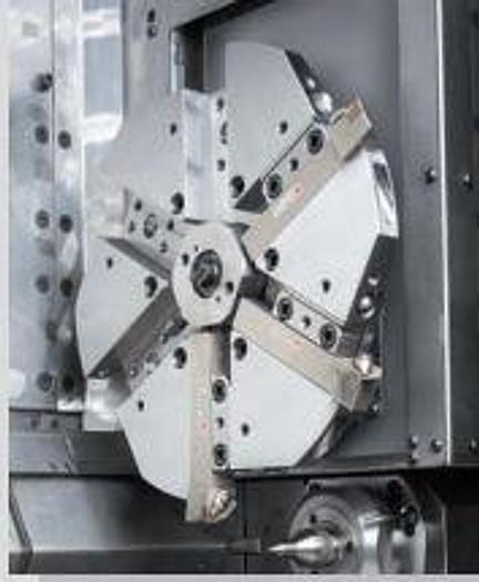 Used FUJI ANS-320TTS TWIN TURRET CNC LATHE WITH ROBOT LOAD/UNLOAD AND STOCKER TABLES