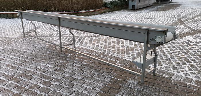 Used Stainless steel conveyor with sides and a full belt