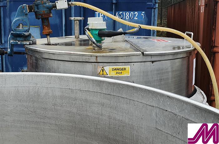 Used 1991 Bibby 500 Litre Stainless Steel Jacketed Hemispherical Pan with Agitator