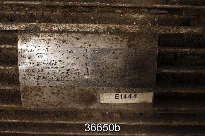 Used Lincoln 20 Hp Ac Motor, 460 Volt, 1750 Rpm #36650