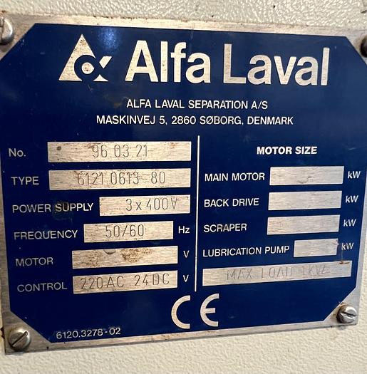 Refurbished 1997 Alfa Laval DSNX4850