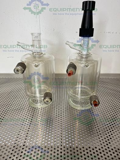 Used Lot of 2 - HEL  1 Liter Triple Wall Jacketed Glass Reactor w/ Valve