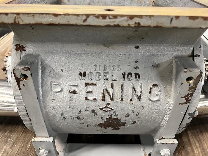 Used USED ROTARY AIR LOCK VALVE, SIZE: 10'' X 4'' BLOW-THROUGH, CAST IRON, PFENING