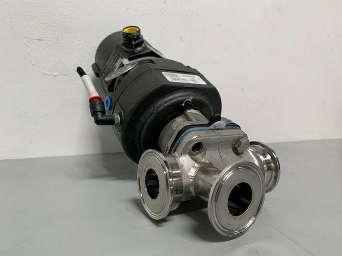 Used ITT Sherotec 3-way Stainless Steel Valve w/ 2" Sanitary Fit & Position Monitor