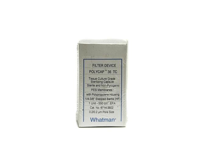 Used Whatman Polycap 36 TC Capsule Filter 0.2/0.2µm sterile 6714-3602 NEW (2994)