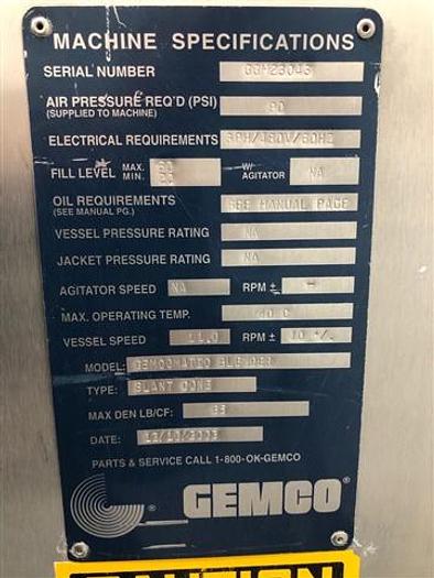 Used 60 CU. FT. GEMCOMATIC SLANT CONE BLENDER WITH DRUM LIFT - S/S