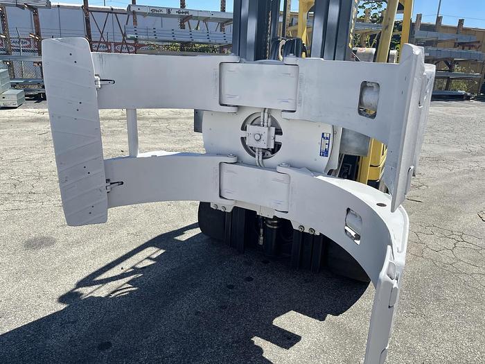 Used 10,000 POUND HYSTER MODEL S100FTBCS FORKLIFT WITH 64" DIAMETER CASCADE CLAMP - PENDING