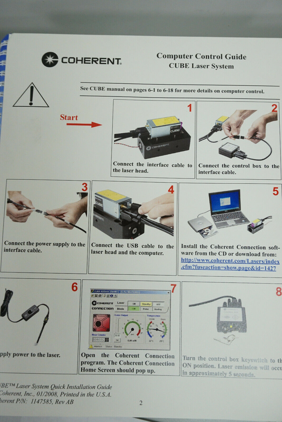 Coherent Cube Diode Laser System 1122430 405nm 20mW
