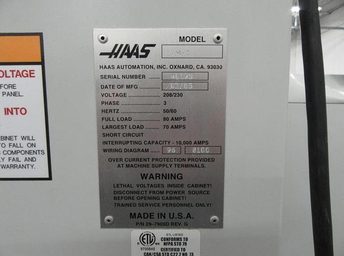 Used 2005 HAAS VM-3 CNC Vertical Machining Center w 4th & 5th Axis Brushless Drives, 24+1 ATC, Chip Auger