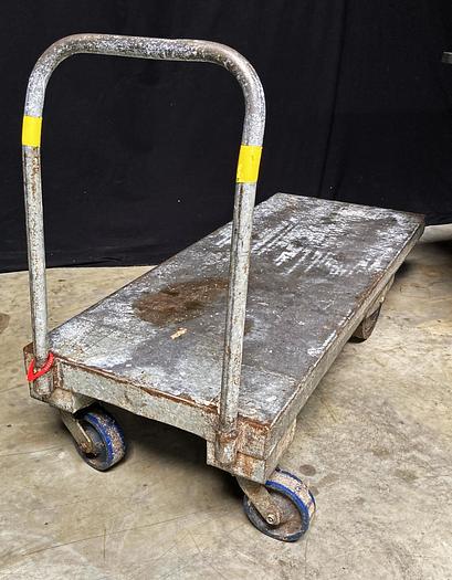 Used Heavy Duty Flatbed Carts, Galvanized, 24"W x 60"D x 14"H, (handle heights 32" or 38")