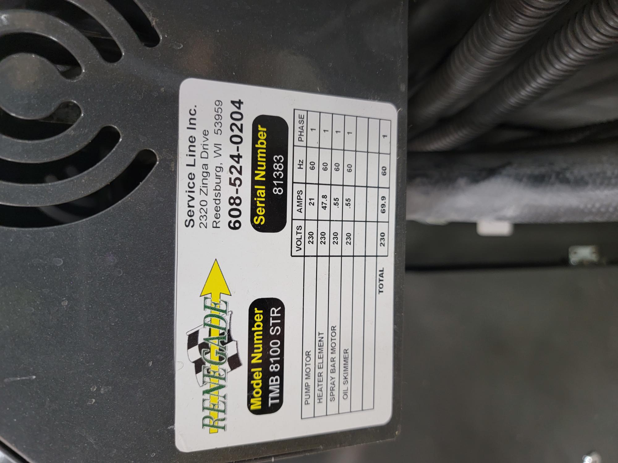 Used Sold 2019 Renegade TMB8100 Heated SS Top Loading Parts Washer 60