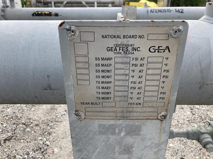 Used GEA FES Inc. approximately 120 square foot shell and tube heat exchanger