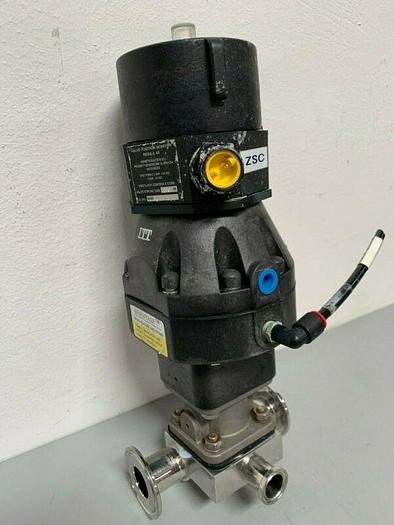 Used ITT Sherotec 3-Way 316L SS Valve w/ 1" & 2" Sanitary Fittings & Position Monitor