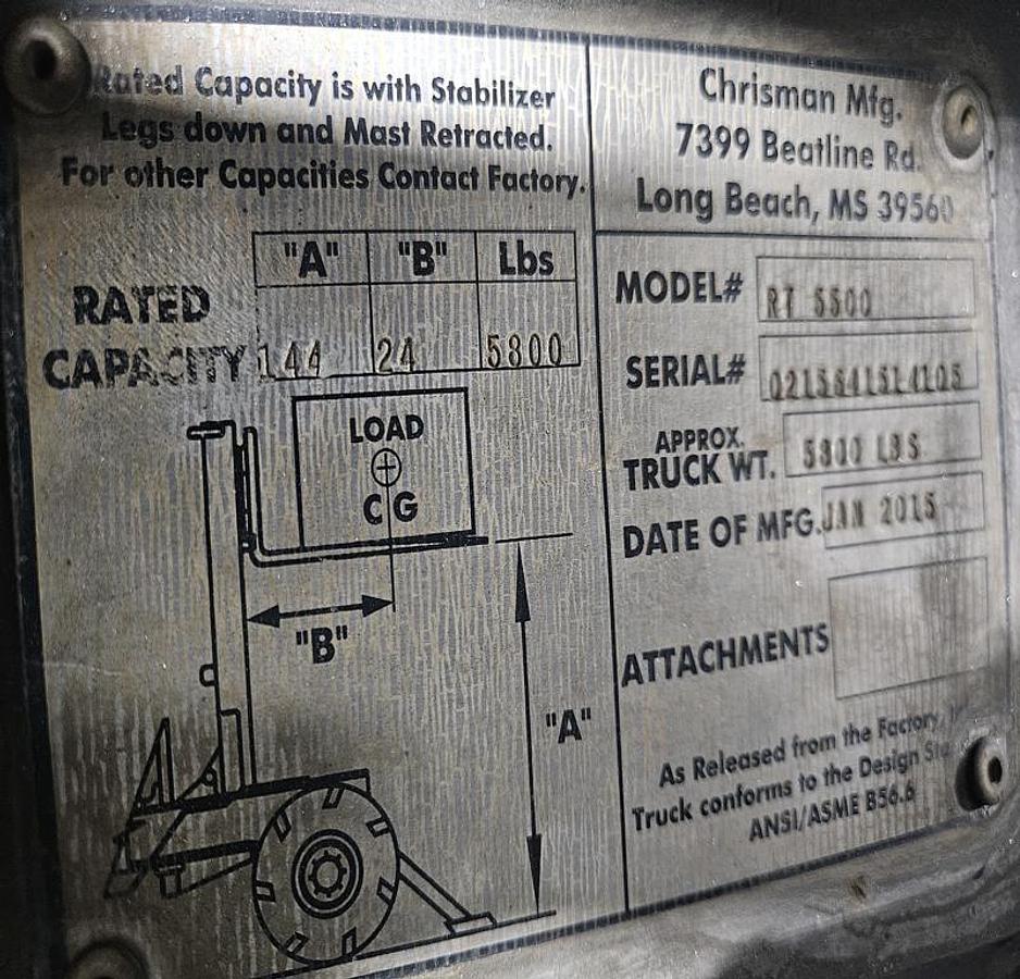 Used 2015 Navigator RT-5500 Truck Mounted Forklift