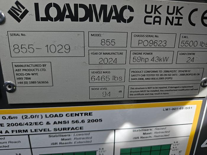 2024 LOADMAC 855  2 Way Forklift w/Extended Reach