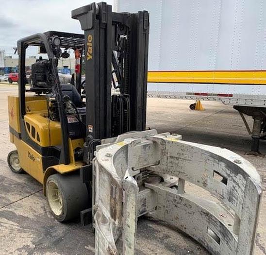 Used 12,000 POUND YALE ROLL CLAMP TRUCK MODEL GLC120VXPRS W/ 72" CLAMP MFG. 2015