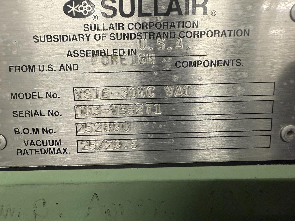 Used Sullair Rotary Screw Vacuum Pump System