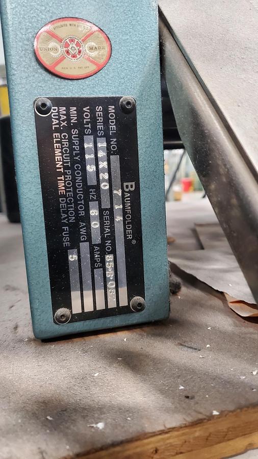 Used Baum 714 Ultrafold Sheetfed Paper Folder